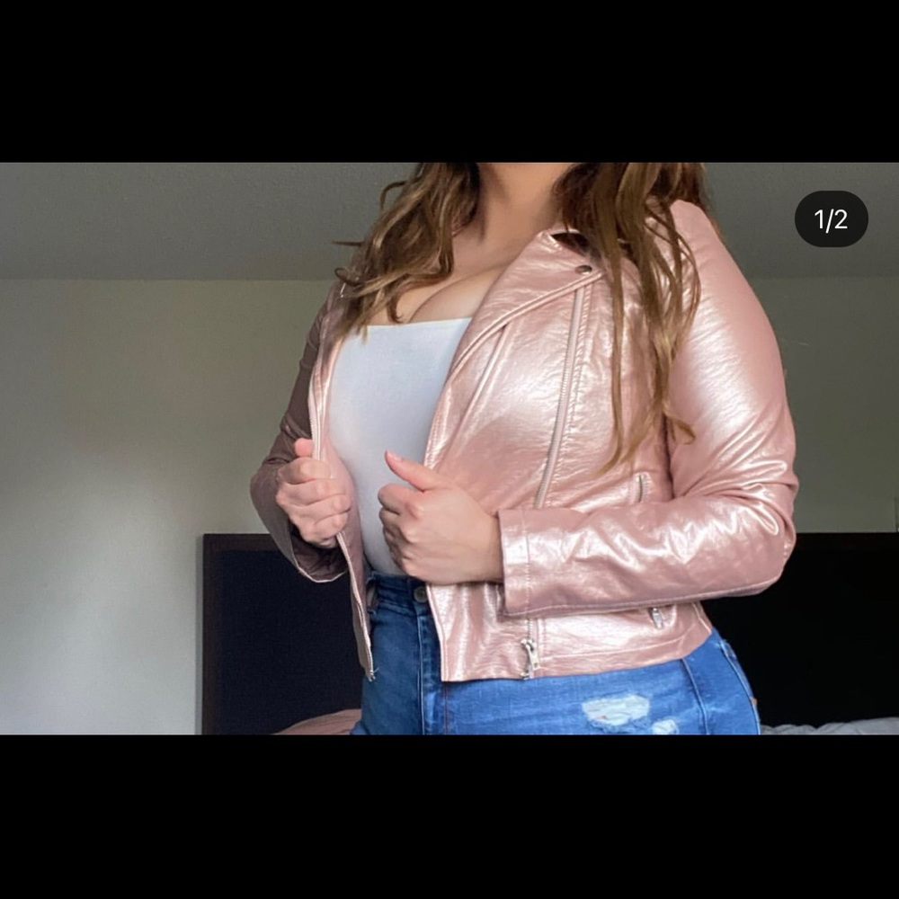 Light pink leather jacket